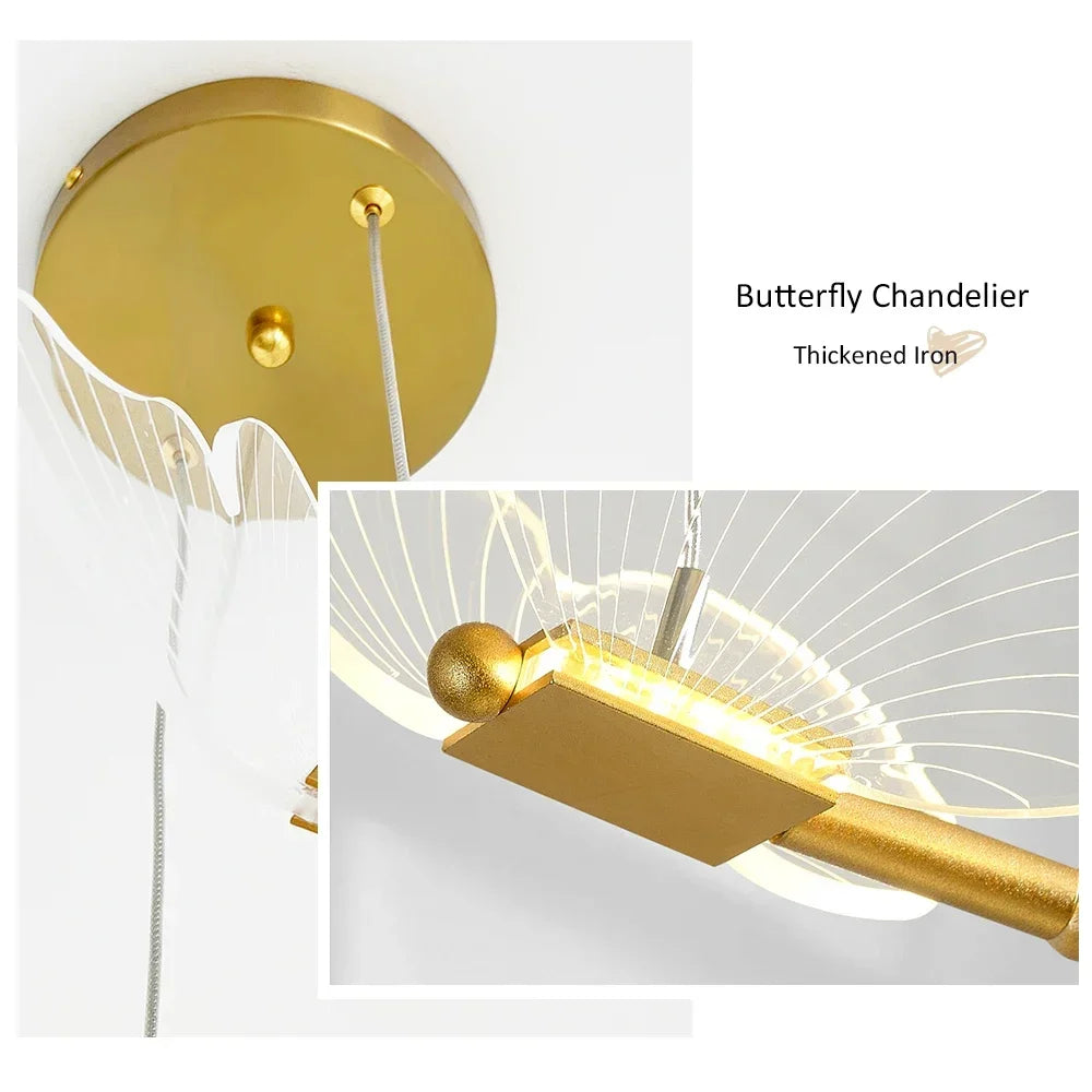 LED Modern Butterfly Pendant Light Ceiling Pendant Light, Bedside Indoor Living Room Dining Room Kitchen Decoration Lighting