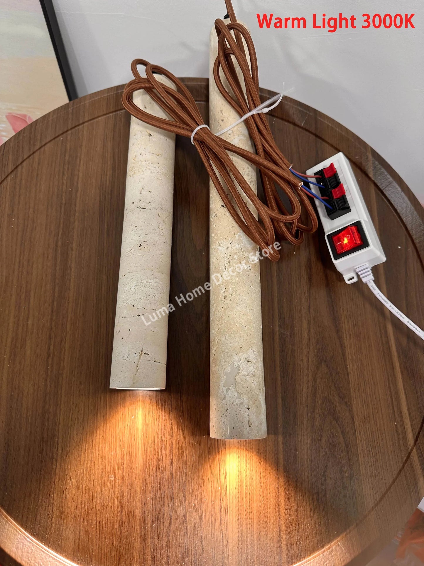 LUMA Cave Stone Pendant Light LED Yellow Travertine Hanging Lamp for Kitchen Island Restaurant Bedroom Livingroom Chandelier