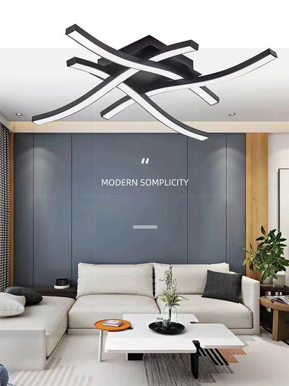 Modern LED Ceiling Light Long Wave Lamp Living Room Bedroom Study Corridor Aisle Entrance Balcony Home Decoration Lustre