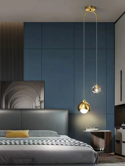 Modern Simple Crystal Pendant Light Luxury Bedroom Bedside Hanging Lamp Nordic Minimalist Long Line Living Room Home Decor