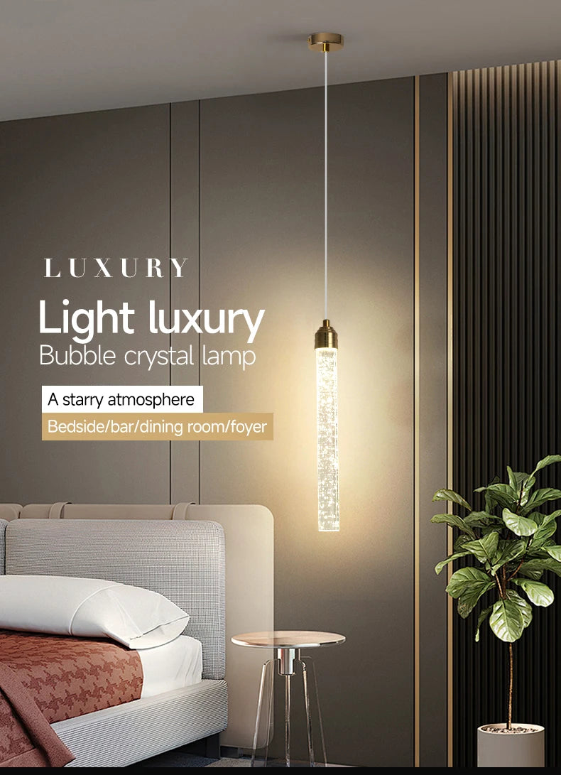 Luxury Crystal Pendant Light with Gold Fixtures Crystal Hanging Lamp  for Living Room Bedroom Dining Room Modern Home Decor