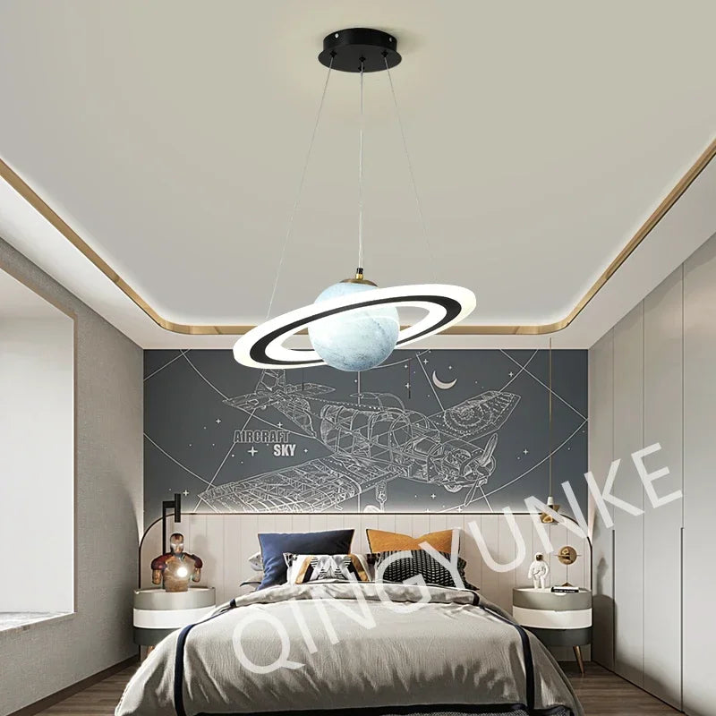 Acrylic Planet Pendant Lamp for Living  Bedroom Kitchen Children Room Space Star Indoor Hanging  E27 Changeable Light
