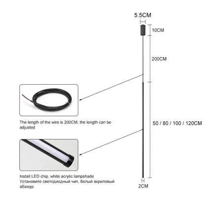 Modern Led Pendant Lights For Bedroom Reading Hanging Lamp Bedside Living Room Bar Coffee Fixtures Decor Black Long Chandelier