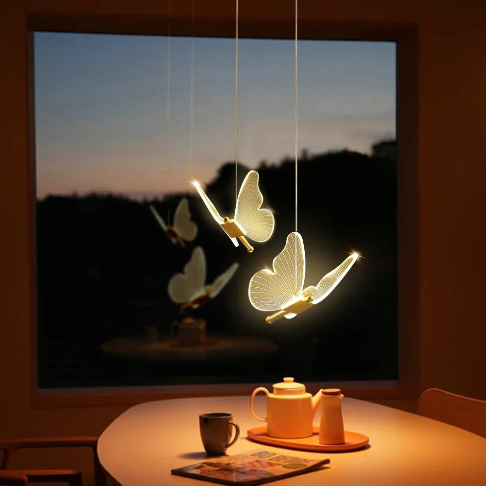 LED Modern Butterfly Pendant Light Ceiling Pendant Light, Bedside Indoor Living Room Dining Room Kitchen Decoration Lighting