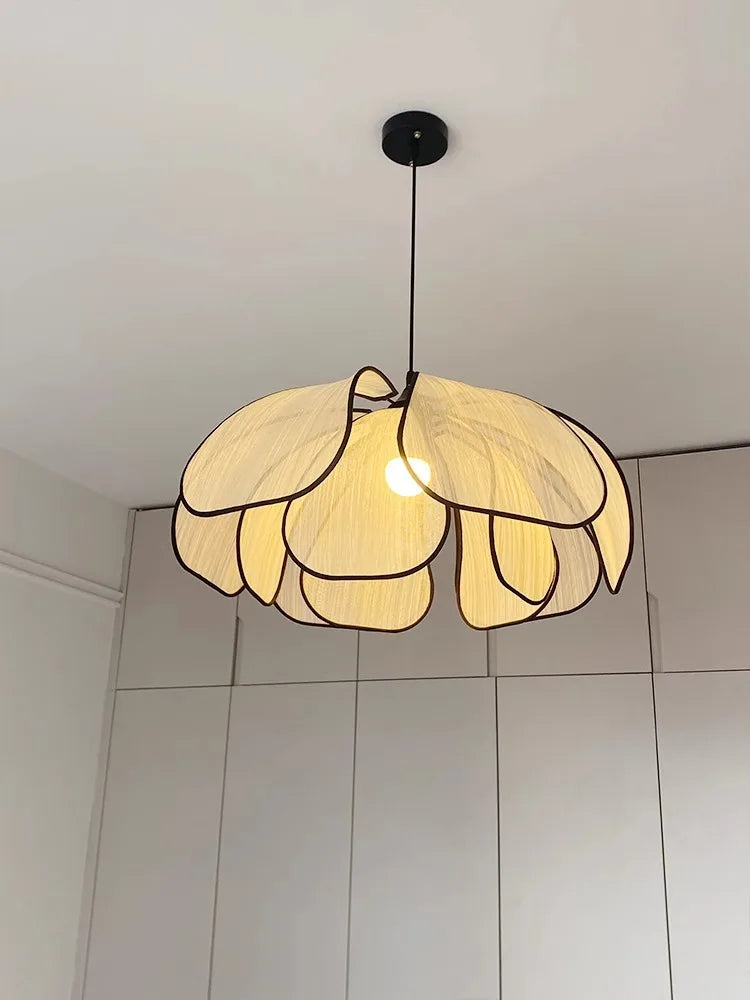 Vintage Hand-Woven Lotus Dining Room Chandelier Bedroom Living Room Lamp European And American art Atmosphere lighting Lamps E27