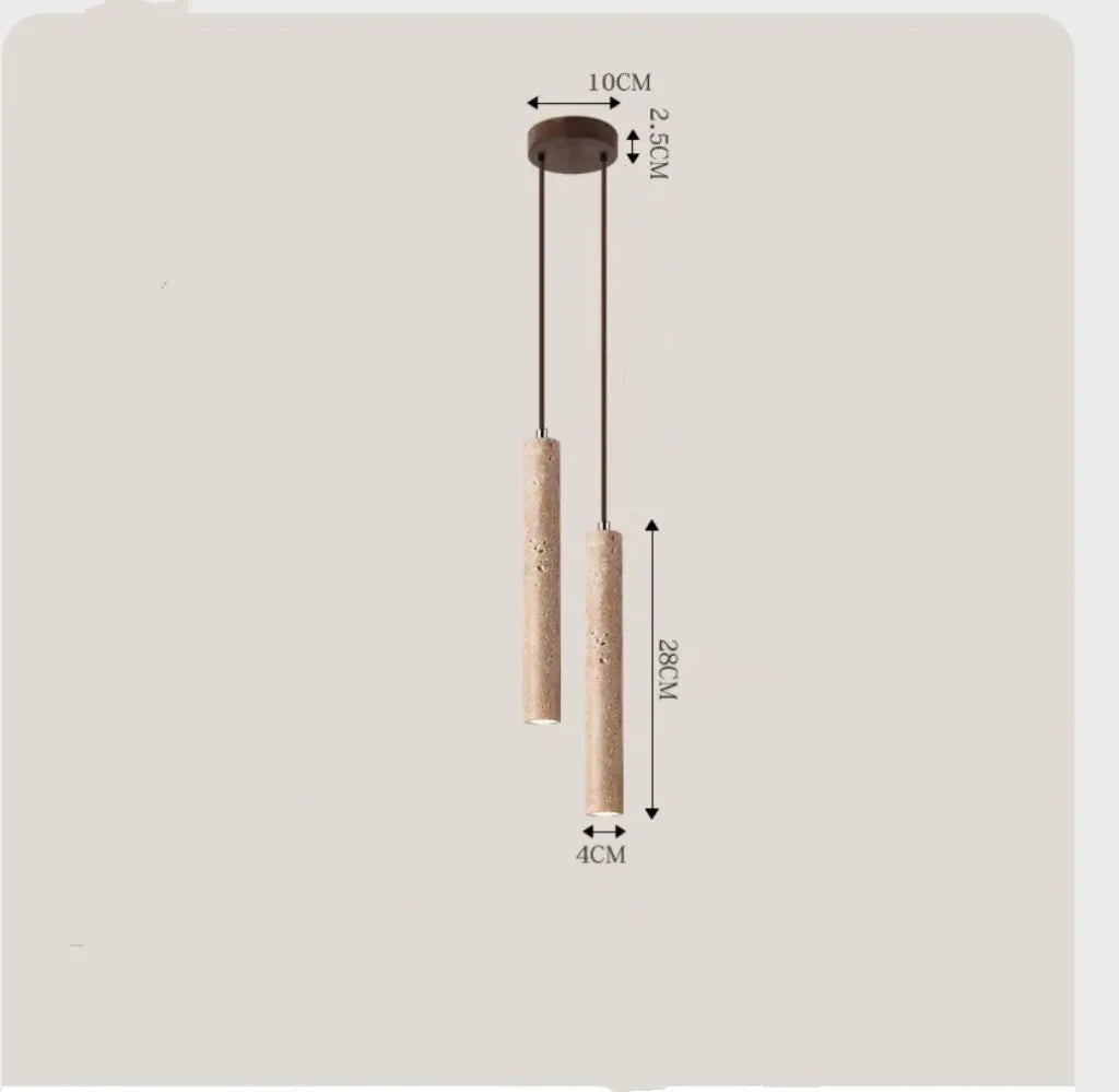 Led Pendant Lamp Long Tube Wood Ceiling Lamp Japan Style Quiet Wind Bedroom Bedside Chandelier Retro Modern travertine  lighting