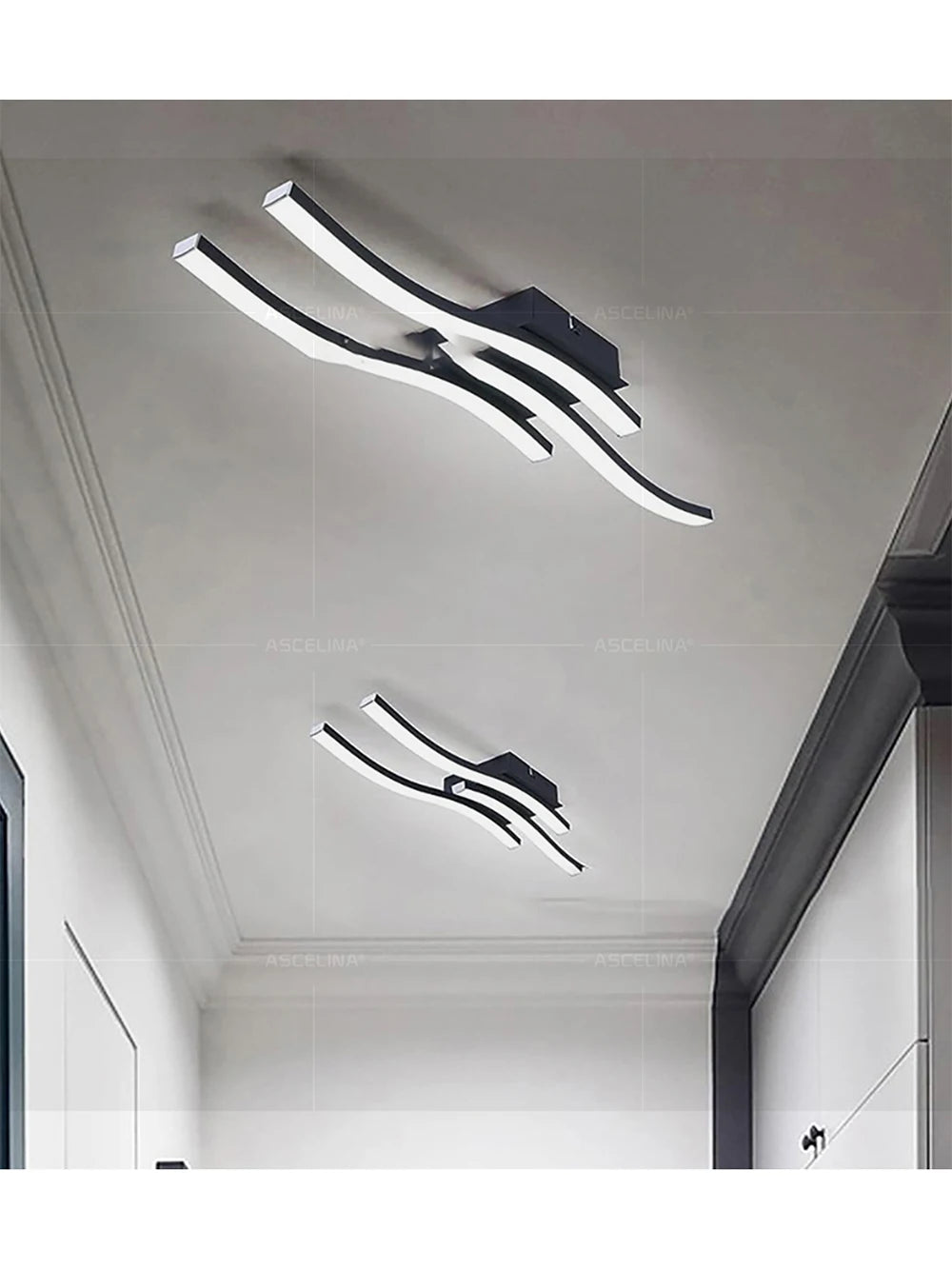Modern LED Ceiling Light Long Wave Lamp Living Room Bedroom Study Corridor Aisle Entrance Balcony Home Decoration Lustre