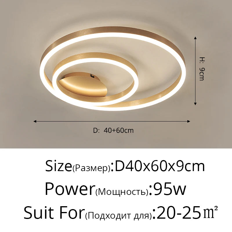 Black Led Chandeliers 3 Circle Bedroom Metal Living Dining Room Nordic Lighting Chandelier Brown Glossy Lamp Home Indoor Lamps