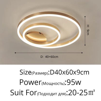 Black Led Chandeliers 3 Circle Bedroom Metal Living Dining Room Nordic Lighting Chandelier Brown Glossy Lamp Home Indoor Lamps