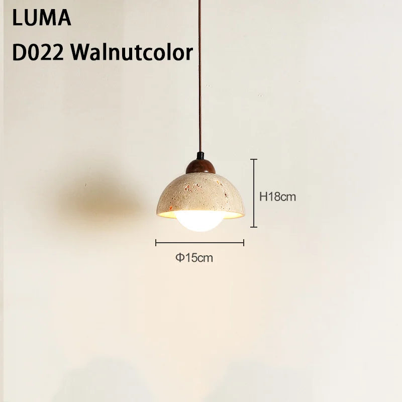 LUMA Cave Stone Pendant Light LED Yellow Travertine Hanging Lamp for Kitchen Island Restaurant Bedroom Livingroom Chandelier