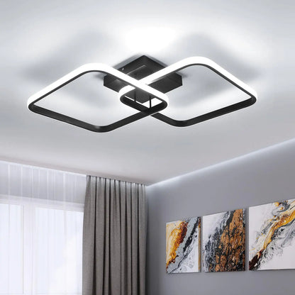 LED Ceiling Light Living Room Design,42W 4700LM Square Acrylic Ceiling Lamp,Black Modern Aluminum Ceiling Light Fixture