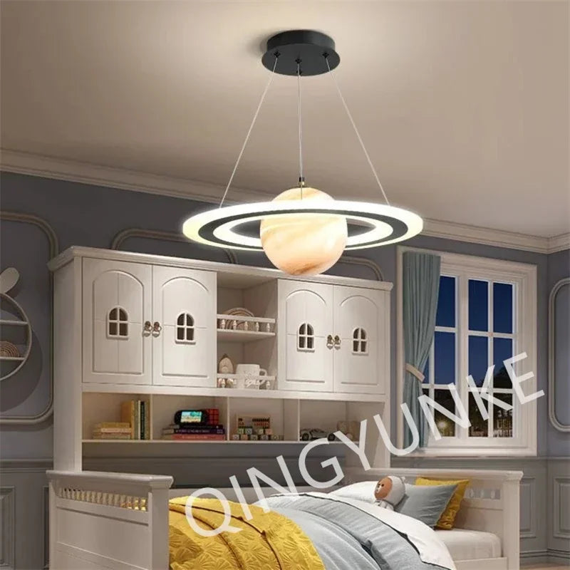Acrylic Planet Pendant Lamp for Living  Bedroom Kitchen Children Room Space Star Indoor Hanging  E27 Changeable Light