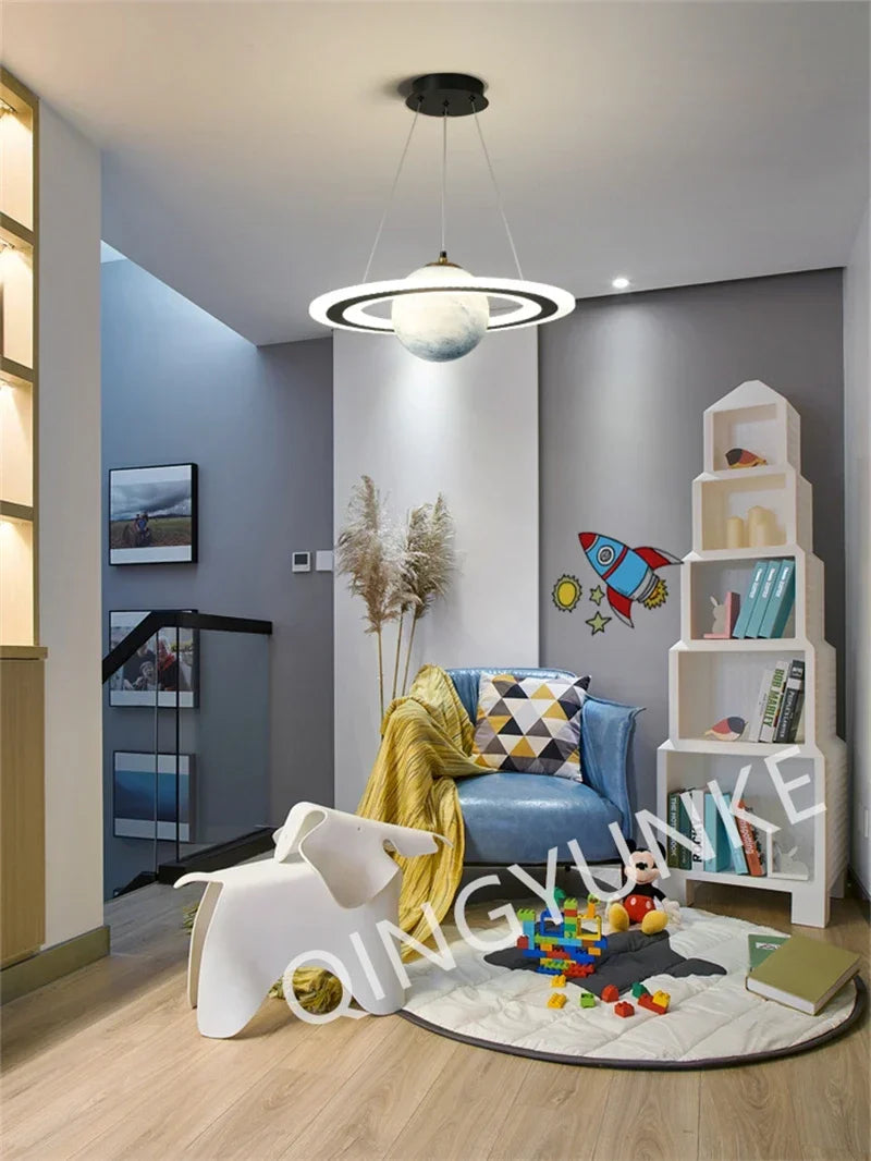 Acrylic Planet Pendant Lamp for Living  Bedroom Kitchen Children Room Space Star Indoor Hanging  E27 Changeable Light