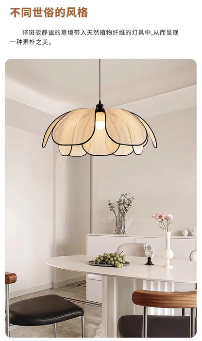 Vintage Hand-Woven Lotus Dining Room Chandelier Bedroom Living Room Lamp European And American art Atmosphere lighting Lamps E27