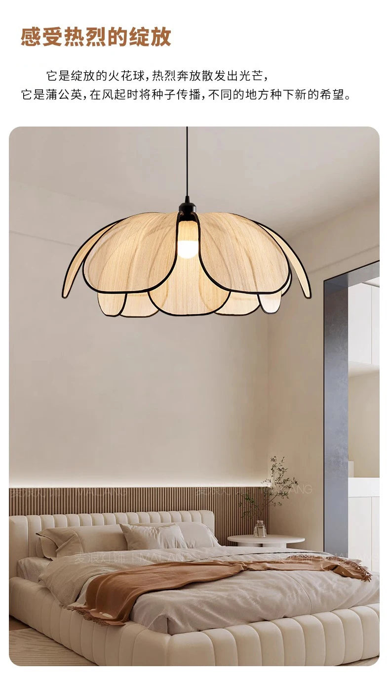 Vintage Hand-Woven Lotus Dining Room Chandelier Bedroom Living Room Lamp European And American art Atmosphere lighting Lamps E27