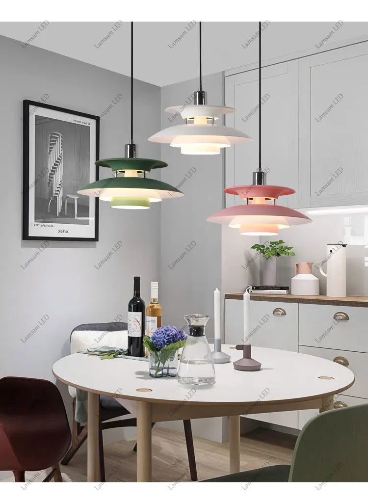 Danish Pendant Lamp UFO Ceiling Light Suspension Lightings E27 AC Powered 85-265V for Bedroom Dining Room Corridor Bar Balcony