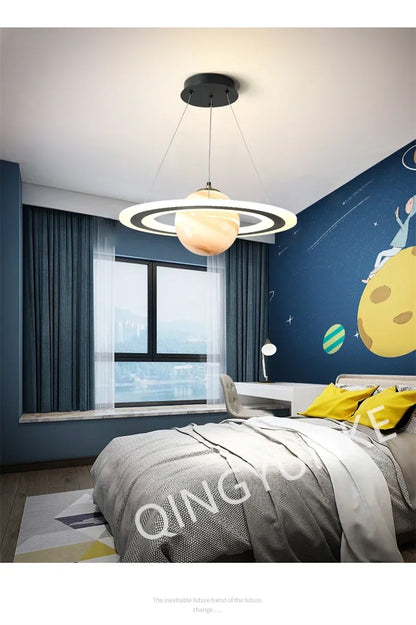 Acrylic Planet Pendant Lamp for Living  Bedroom Kitchen Children Room Space Star Indoor Hanging  E27 Changeable Light