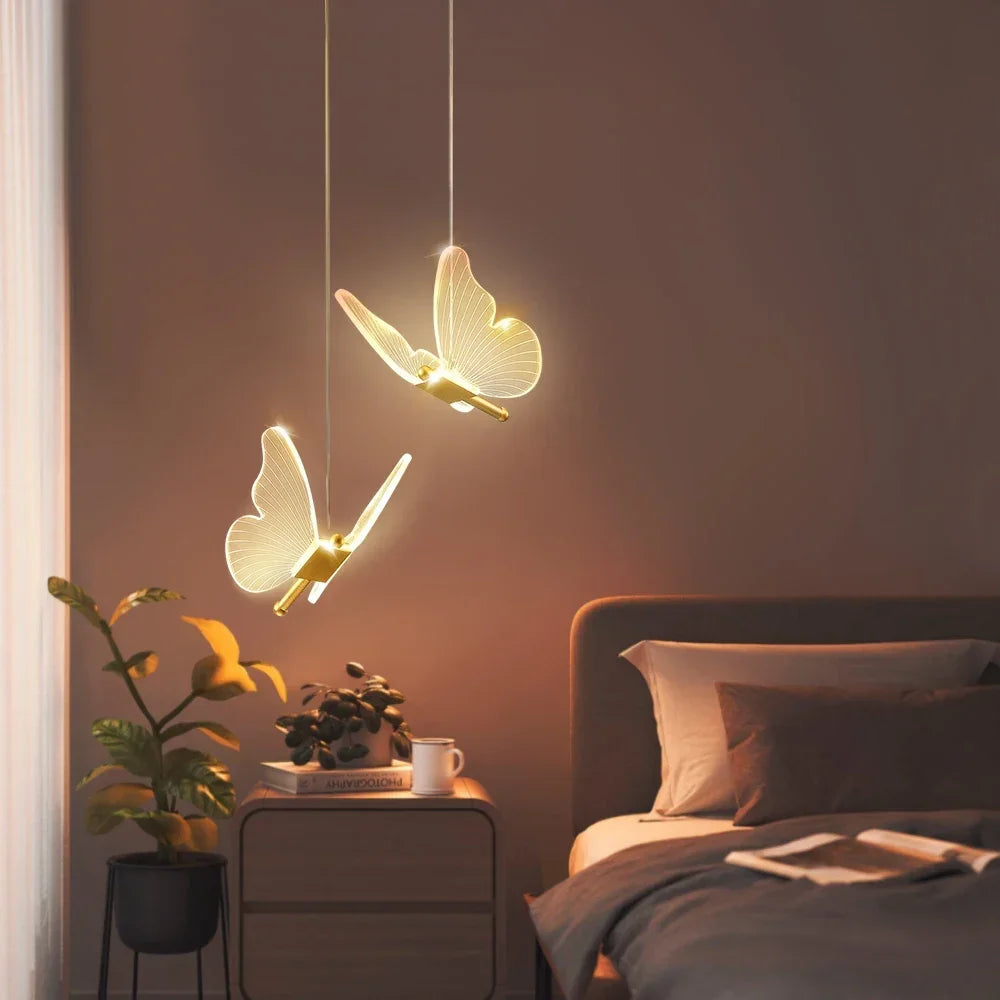 LED Modern Butterfly Pendant Light Ceiling Pendant Light, Bedside Indoor Living Room Dining Room Kitchen Decoration Lighting