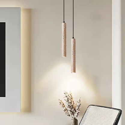LUMA Cave Stone Pendant Light LED Yellow Travertine Hanging Lamp for Kitchen Island Restaurant Bedroom Livingroom Chandelier