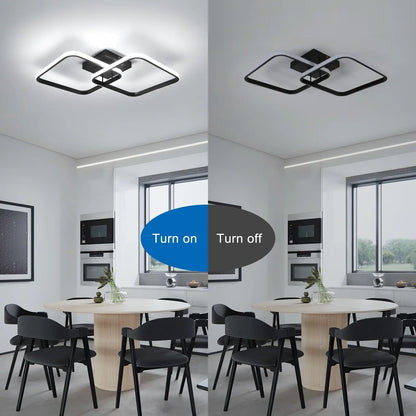 LED Ceiling Light Living Room Design,42W 4700LM Square Acrylic Ceiling Lamp,Black Modern Aluminum Ceiling Light Fixture