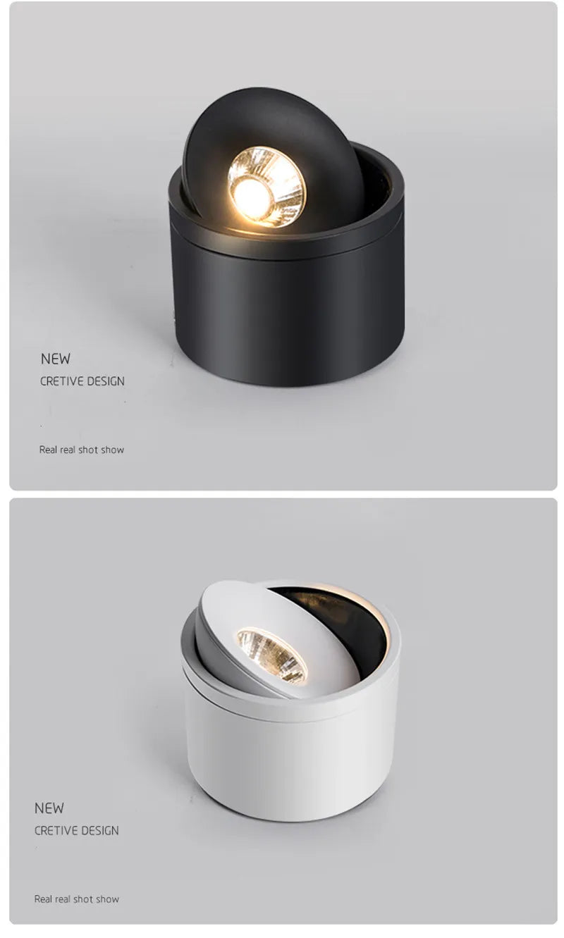 Surface Mounted Dimmable LED Downlight AC110V/220V Ceiling Light Rotatable COB Spotlight 9W 12W 15W 24W Indoor Home Decoration