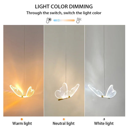 LED Modern Butterfly Pendant Light Ceiling Pendant Light, Bedside Indoor Living Room Dining Room Kitchen Decoration Lighting