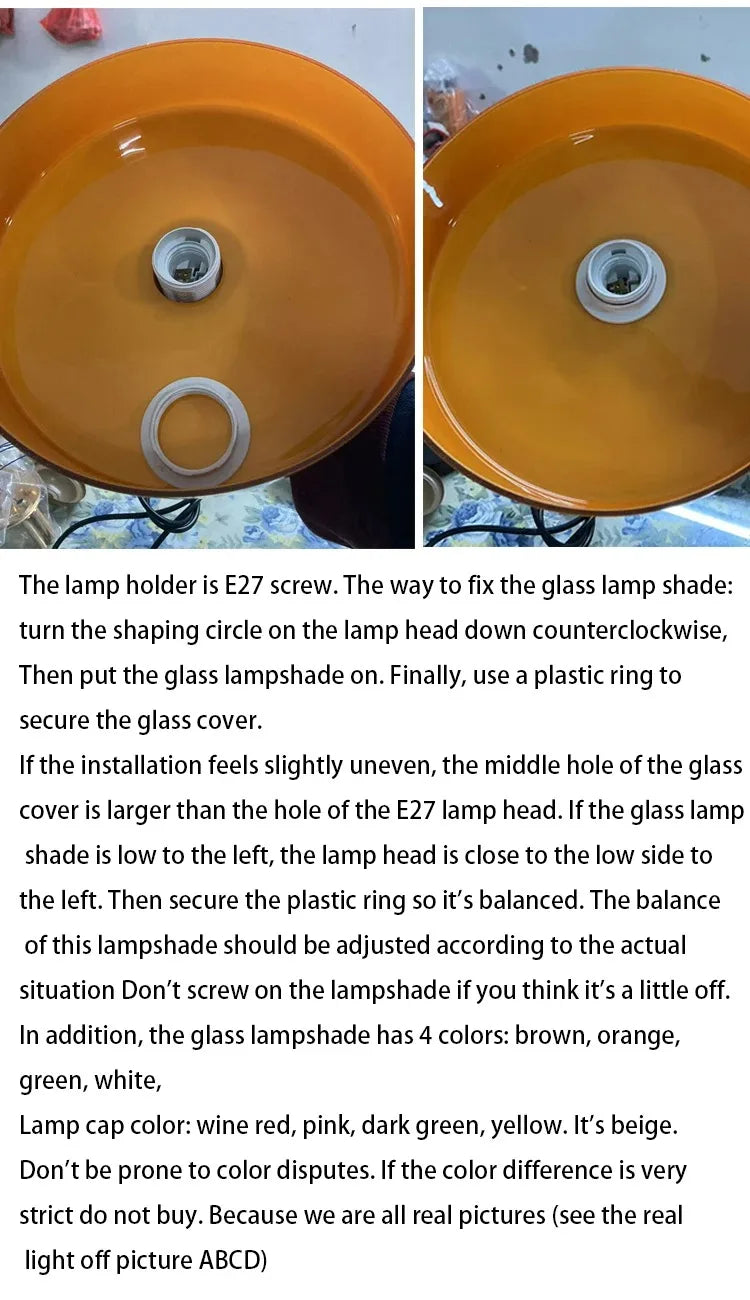 Nordic Retro Glass Pendant Lamps Indoor E27 LED Chandelier Living Room Dining Room Bedroom Kitchen Decorative lights Fixture