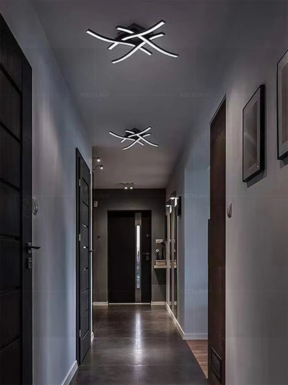 Modern LED Ceiling Light Long Wave Lamp Living Room Bedroom Study Corridor Aisle Entrance Balcony Home Decoration Lustre