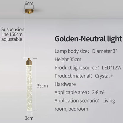 Luxury Crystal Pendant Light with Gold Fixtures Crystal Hanging Lamp  for Living Room Bedroom Dining Room Modern Home Decor