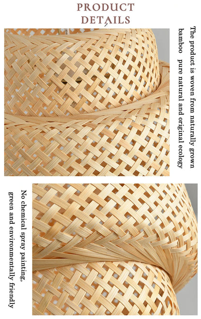 Bamboo Lantern 30cm Pendant Lamp Natural Rattan Wicker E27 LED Chandeliers Hand-Woven Lampshades Lighting Fixture Hanging Light