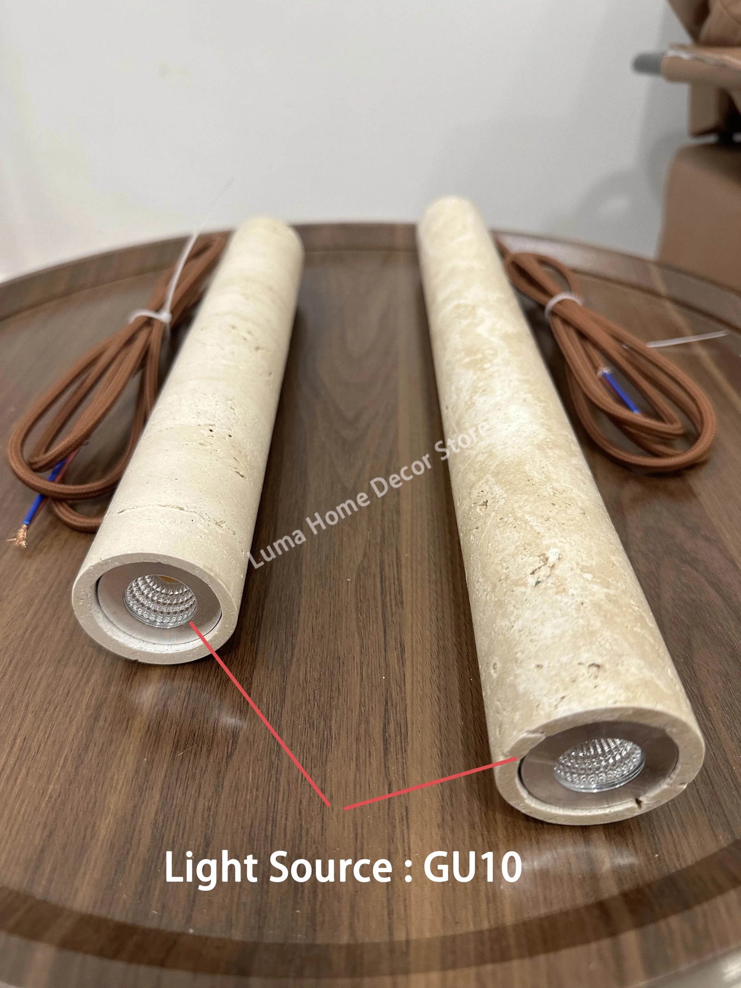 LUMA Cave Stone Pendant Light LED Yellow Travertine Hanging Lamp for Kitchen Island Restaurant Bedroom Livingroom Chandelier