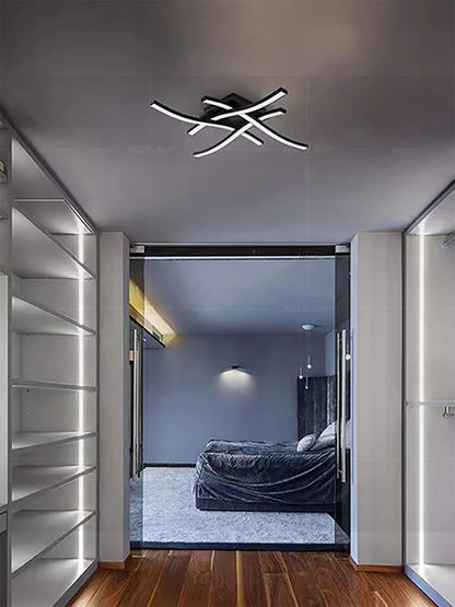 Modern LED Ceiling Light Long Wave Lamp Living Room Bedroom Study Corridor Aisle Entrance Balcony Home Decoration Lustre