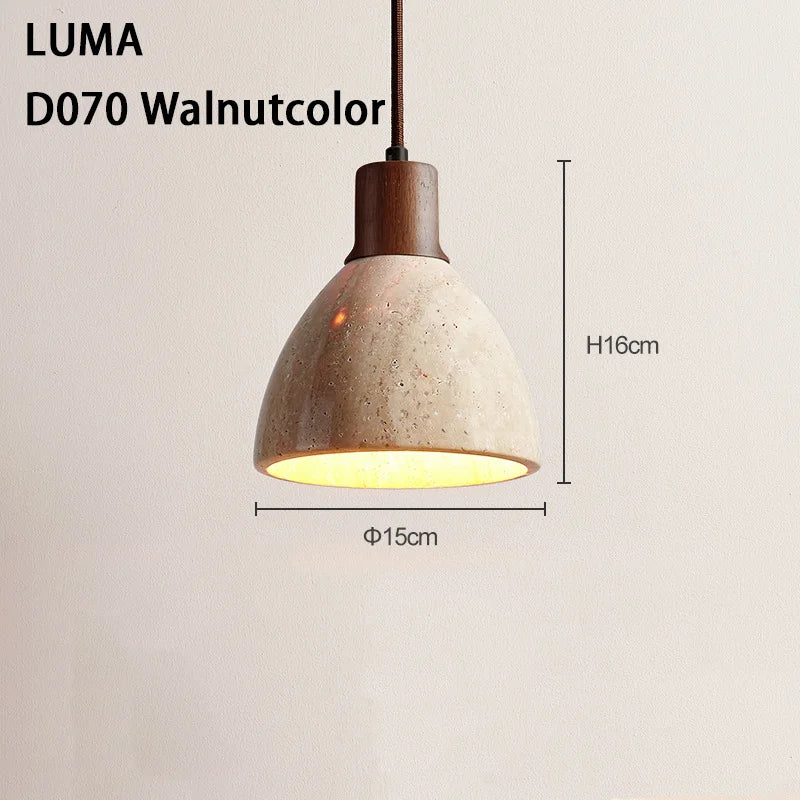 LUMA Cave Stone Pendant Light LED Yellow Travertine Hanging Lamp for Kitchen Island Restaurant Bedroom Livingroom Chandelier