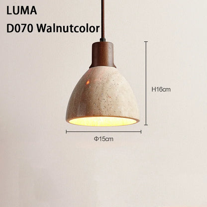 LUMA Cave Stone Pendant Light LED Yellow Travertine Hanging Lamp for Kitchen Island Restaurant Bedroom Livingroom Chandelier