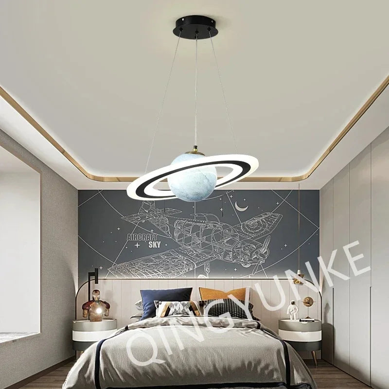 Acrylic Planet Pendant Lamp for Living  Bedroom Kitchen Children Room Space Star Indoor Hanging  E27 Changeable Light