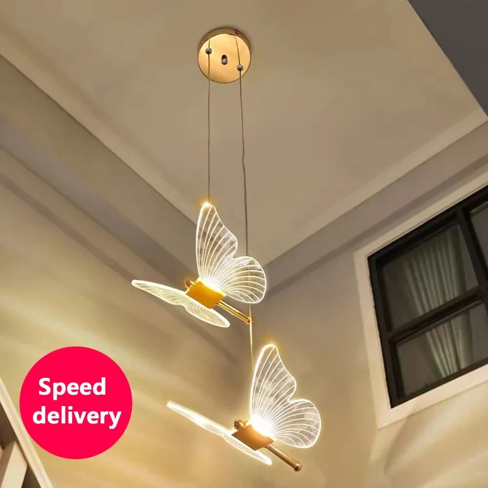 LED Modern Butterfly Pendant Light Ceiling Pendant Light, Bedside Indoor Living Room Dining Room Kitchen Decoration Lighting