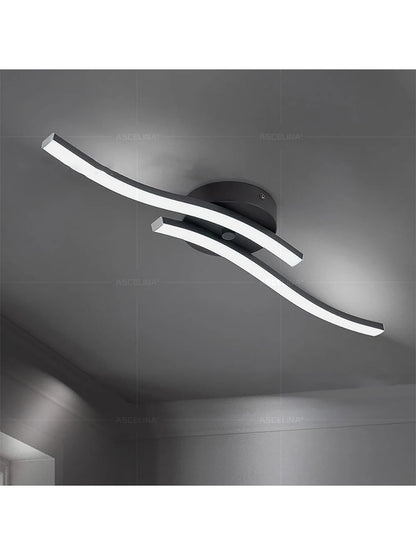 Modern LED Ceiling Light Long Wave Lamp Living Room Bedroom Study Corridor Aisle Entrance Balcony Home Decoration Lustre