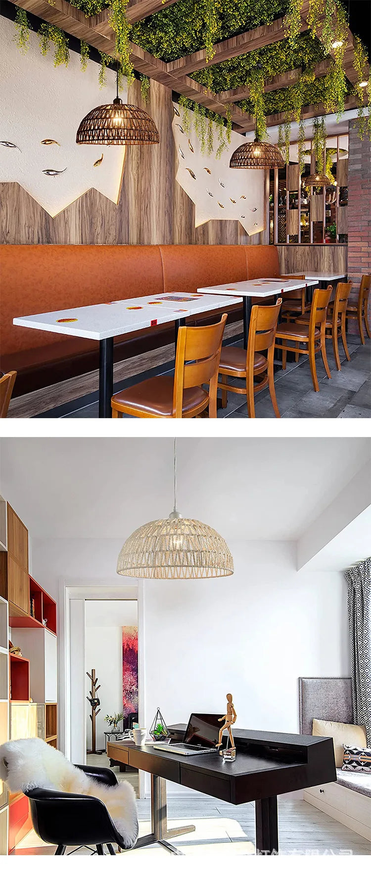 Newest Japanese-style hemp rope woven pendant lights B&B pastoral restaurant tea room inn bar bedroom rattan indoor lighting Hot