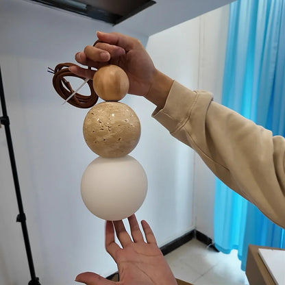 LUMA Cave Stone Pendant Light LED Yellow Travertine Hanging Lamp for Kitchen Island Restaurant Bedroom Livingroom Chandelier