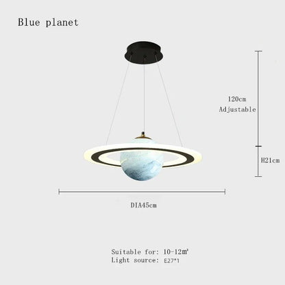 Acrylic Planet Pendant Lamp for Living  Bedroom Kitchen Children Room Space Star Indoor Hanging  E27 Changeable Light